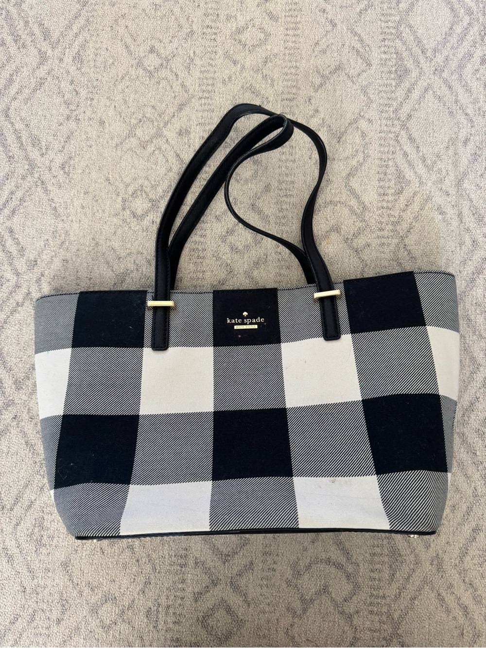 kate spade Black and White Buffalo Check Tote